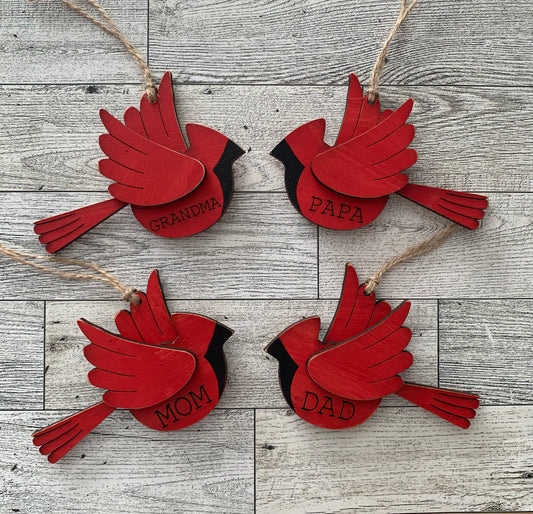 Cardinal Ornament w/ Name