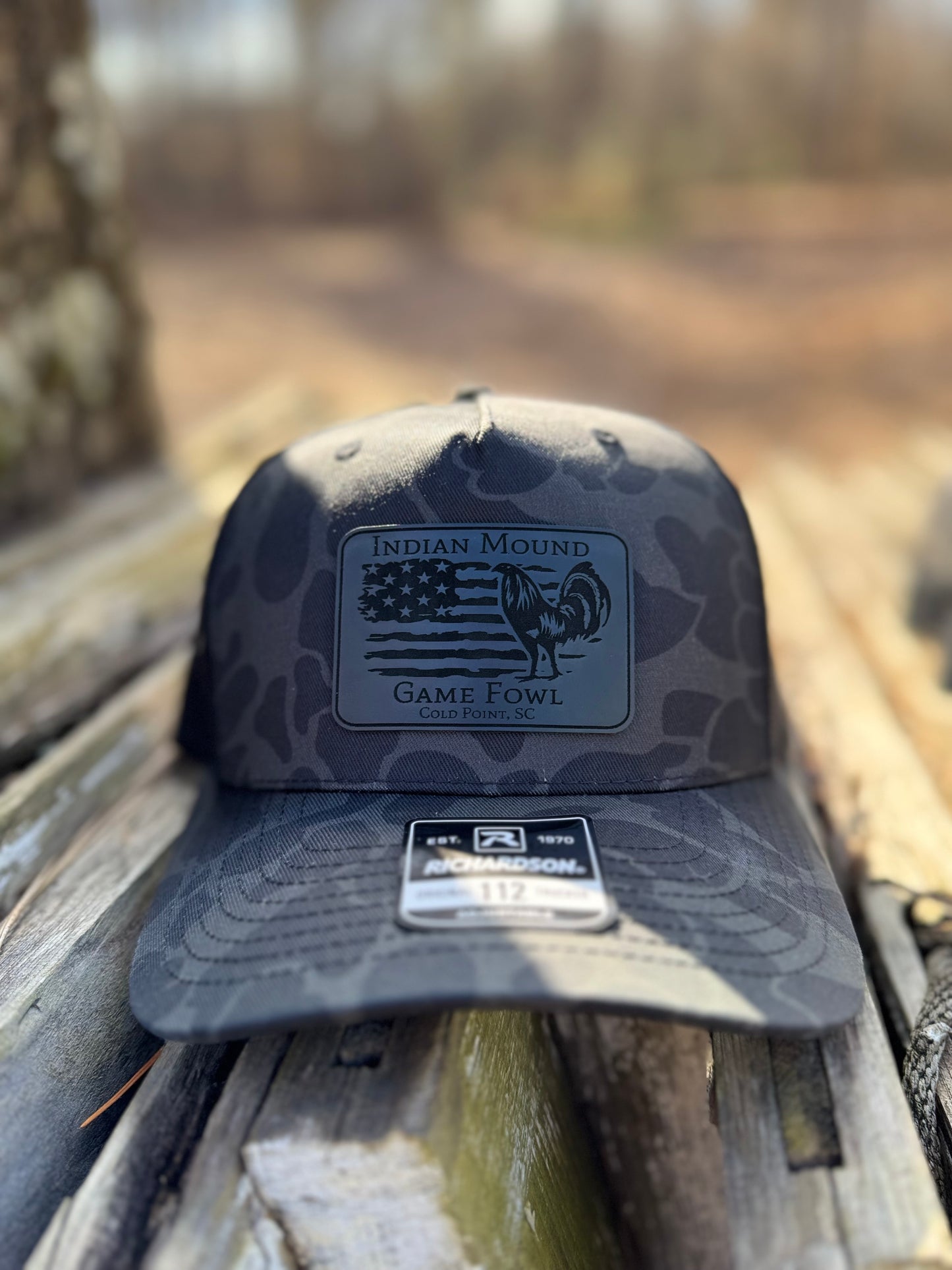 Black Out Custom logo Leather Patch Hat