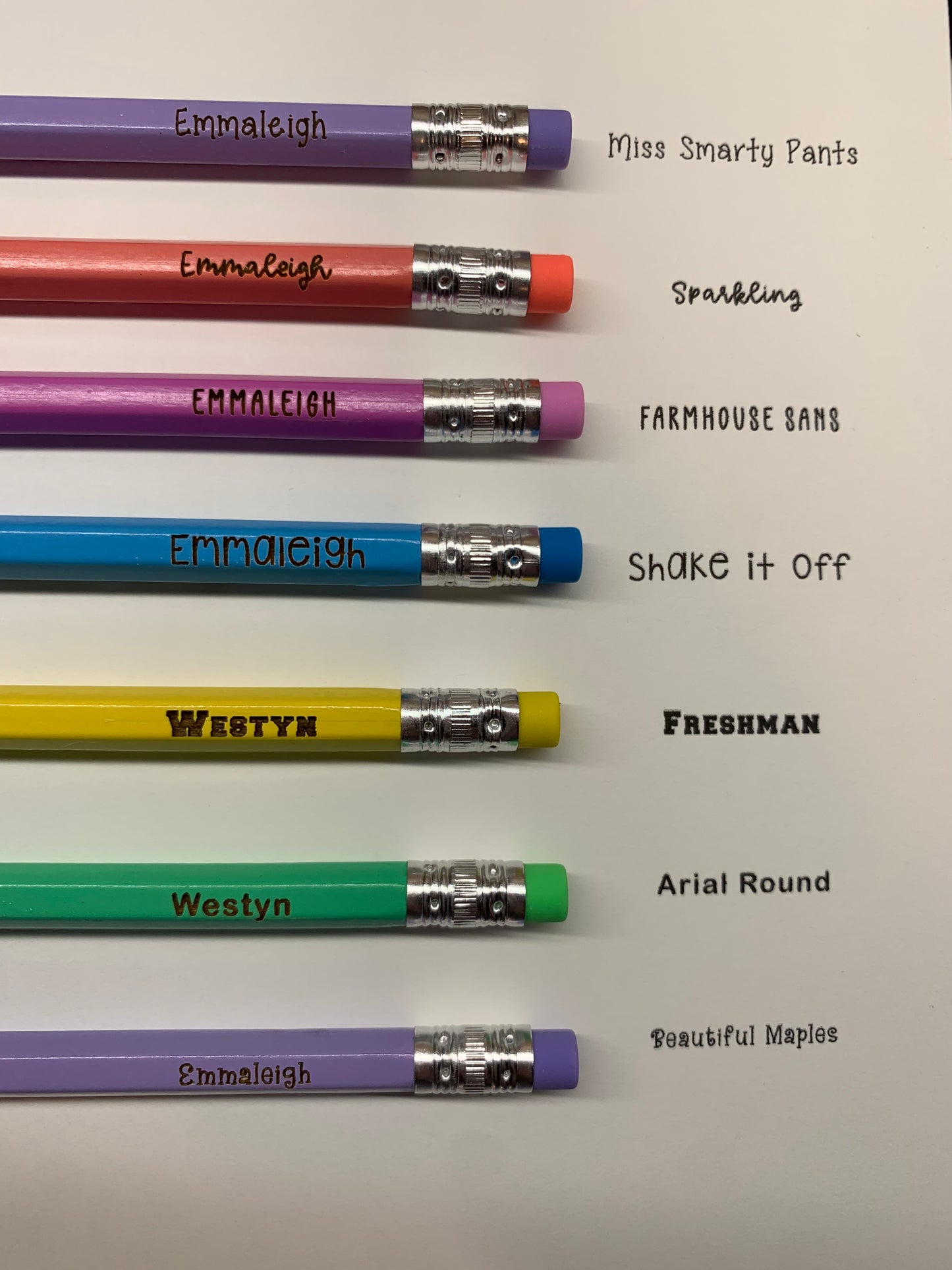 Ticonderoga and Pastel (not Ticonderoga) Engraved Name Pencils