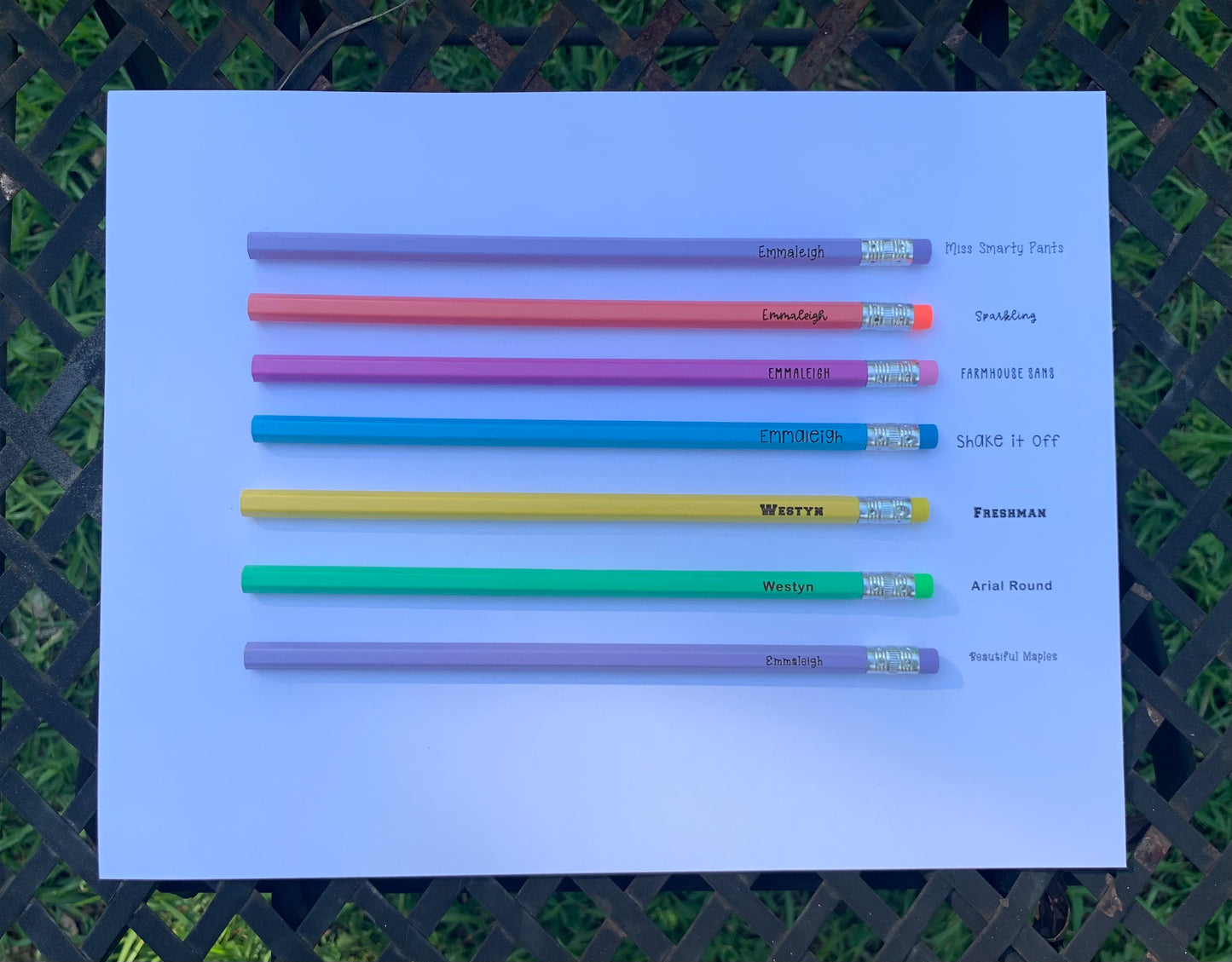 Ticonderoga and Pastel (not Ticonderoga) Engraved Name Pencils
