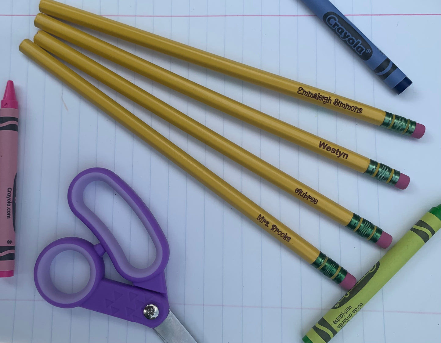 Ticonderoga and Pastel (not Ticonderoga) Engraved Name Pencils