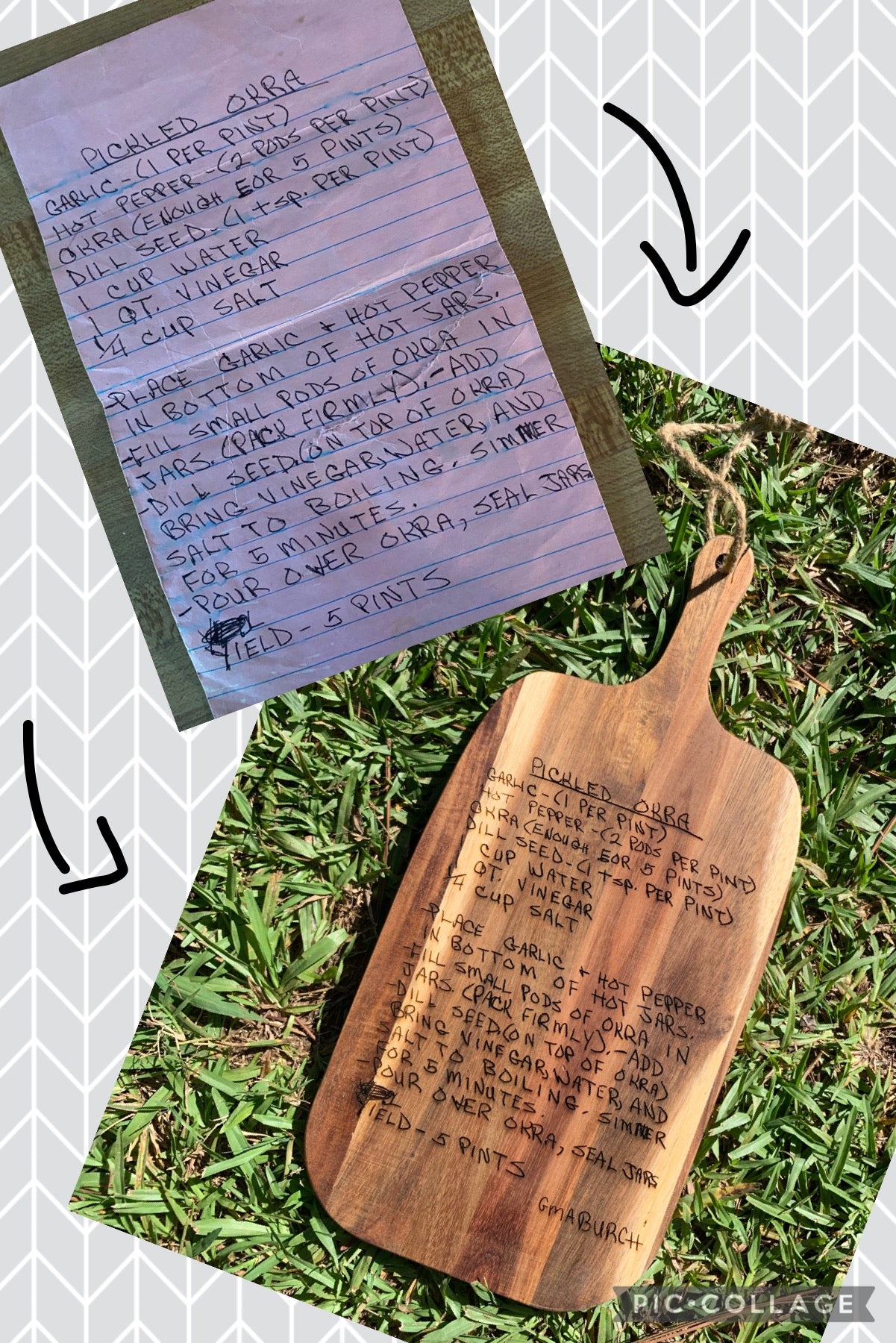 Engraved Handwritten Recipe