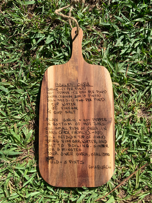 Engraved Handwritten Recipe