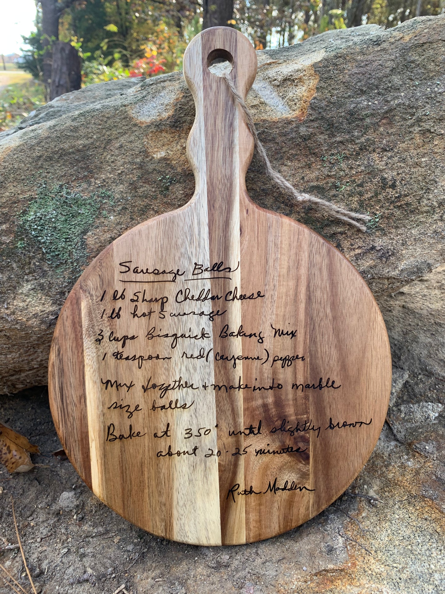 Engraved Handwritten Recipe Round Board