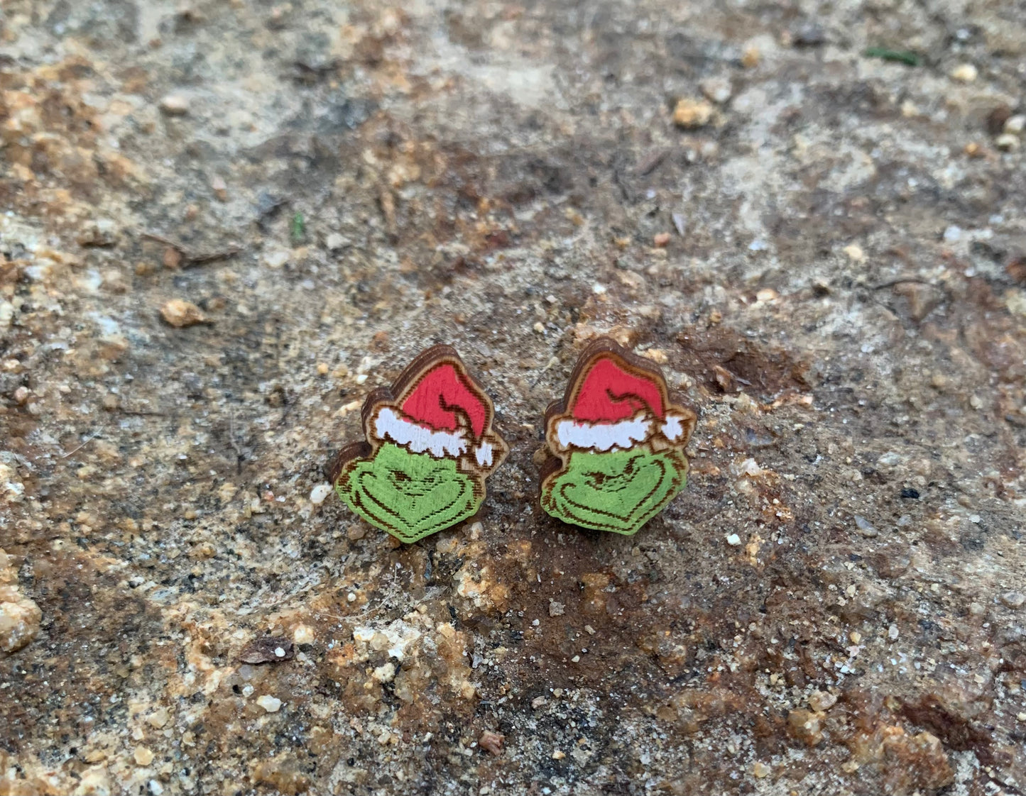 Christmas Wood Stud Earring