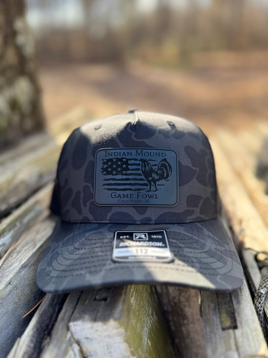 Black Out Custom logo Leather Patch Hat