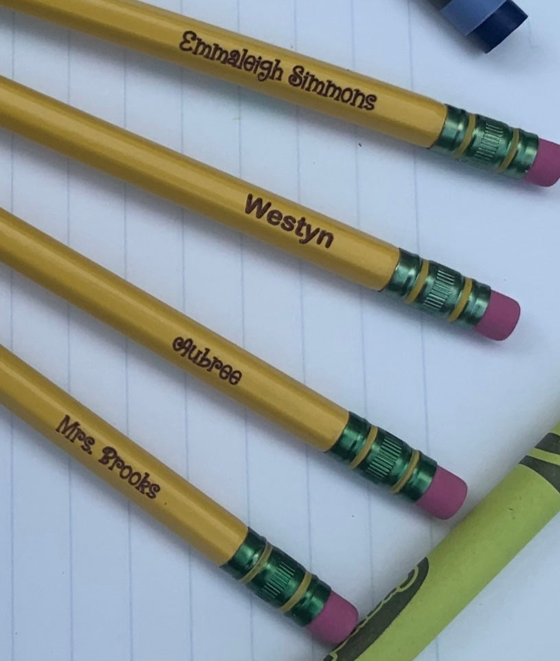 Ticonderoga and Pastel (not Ticonderoga) Engraved Name Pencils