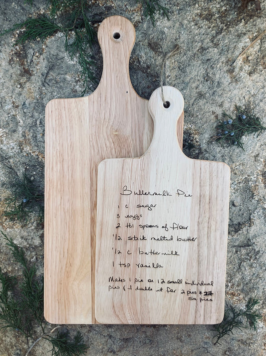 LARGE~Custom Engraved Handwritten Recipe Board