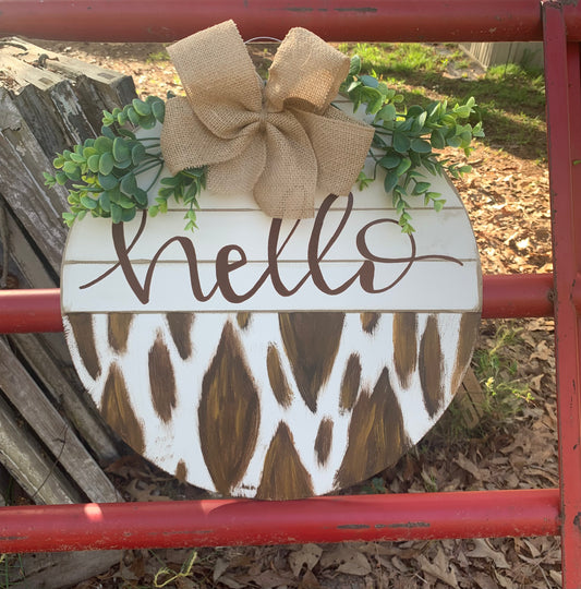Shiplap Cowhide Door Hanger