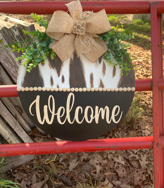 Beaded Black Cowhide Door Hanger